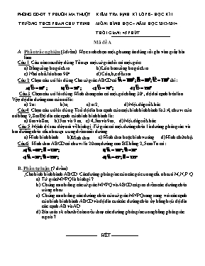Kiểm tra định kì lớp 8 - Học kì I môn Hình học Năm học 2013 - 2014
